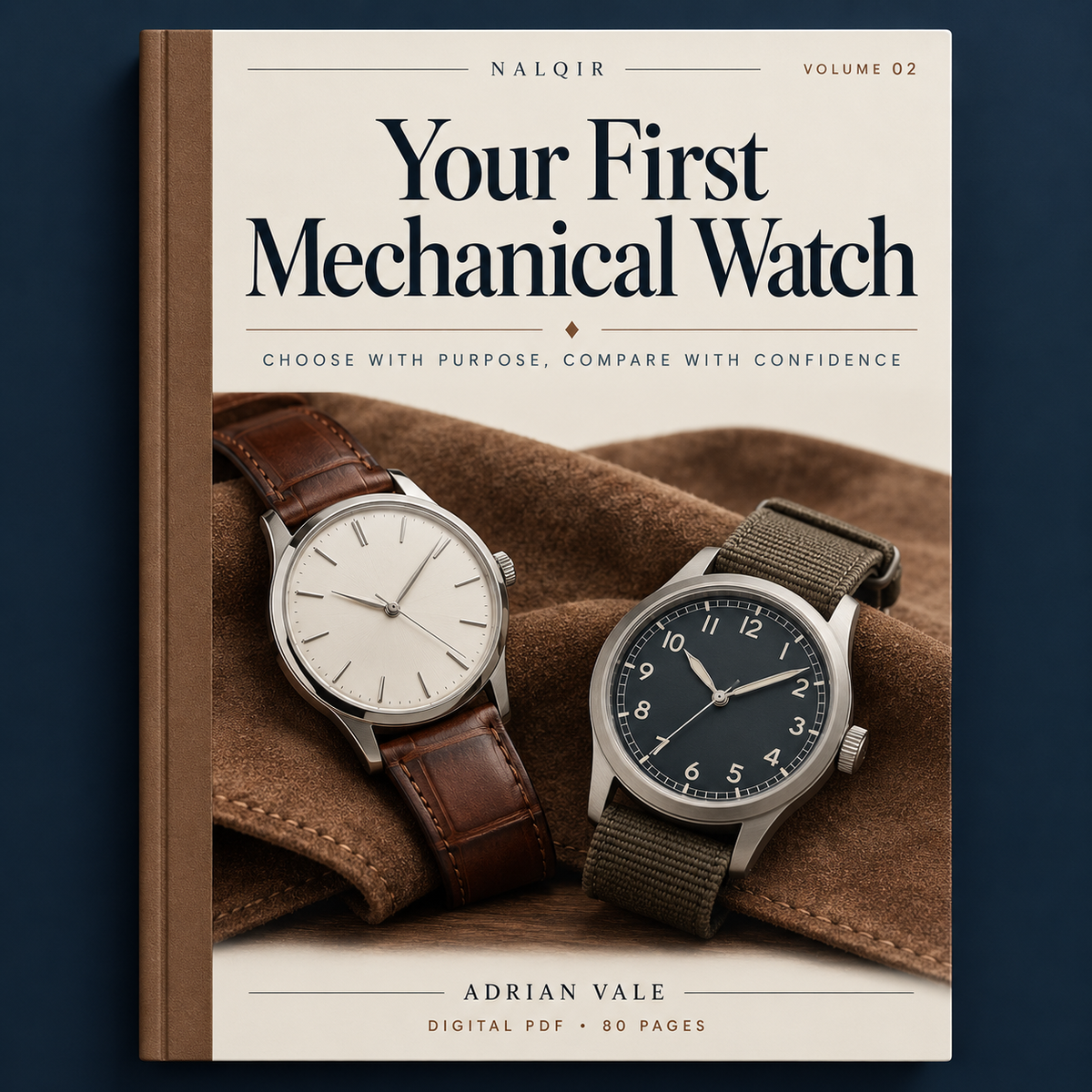 Cover preview of Your First Mechanical Watch, a digital PDF guide of 80 planned pages.